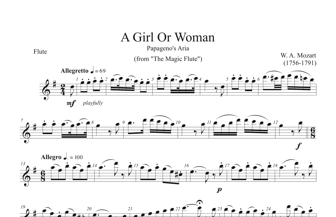 Papageno's Aria (From The Magic Flute) (arr. P. R. Frederick)