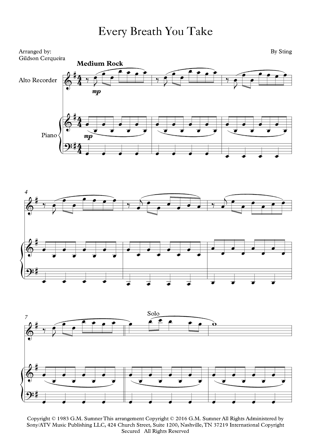 Every Breath You Take (arr. Gildson Cerqueira)