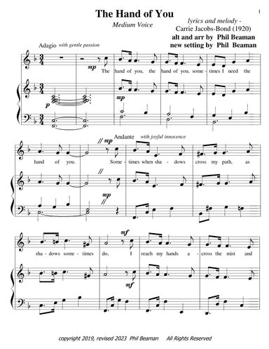 The Hand of You - medium voice-piano (arr. Phil Beaman)