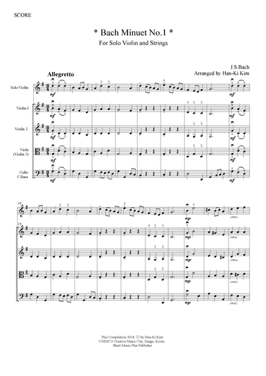 Bach Minuet No.1(For Solo Vn and Strings) (arr. Han-Ki Kim)