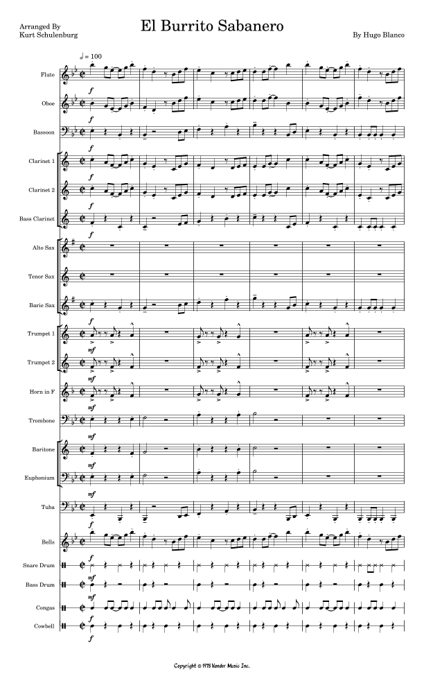 El Burrito Sabanero (mi Burrito Sabanero) (arr. Kurt Schulenburg)