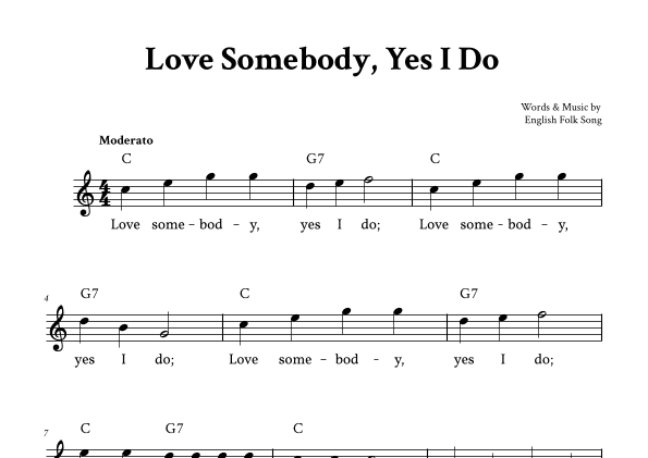 Love Somebody, Yes I Do - Lead Sheet (C Major) (arr. Yuri Noronha)