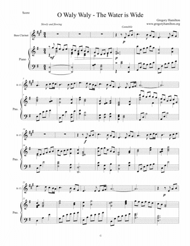 O Waly Waly - The Water is Wide for Bass Clarinet and Piano
