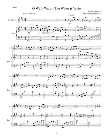 O Waly Waly - The Water is Wide for Bass Clarinet and Piano