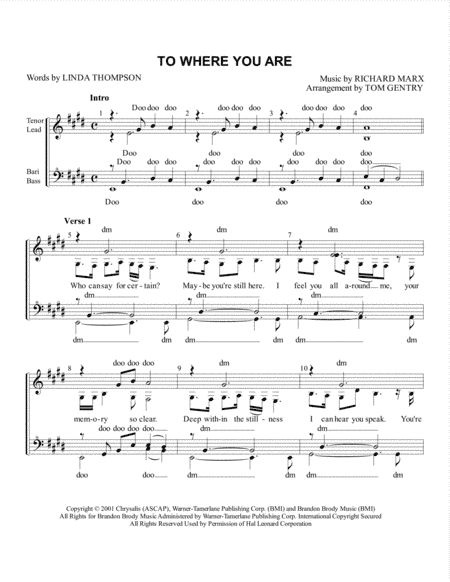 To Where You Are (arr. Tom Gentry)