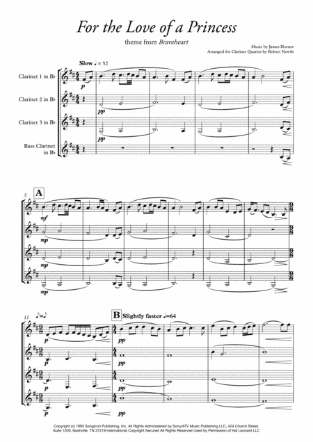 For The Love Of A Princess  from the Twentieth Century Fox Motion Picture BRAVEHEART (arr. Robert Newth)