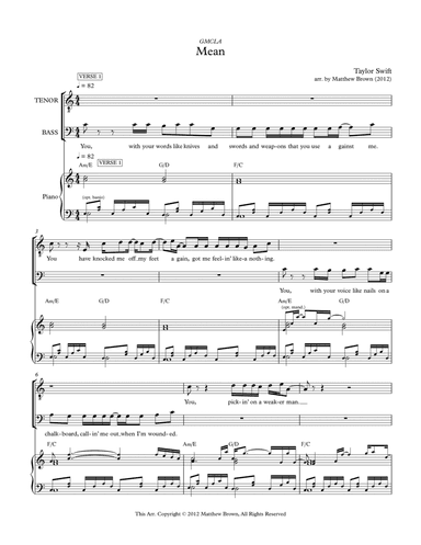 Mean (arr. Matthew Brown)