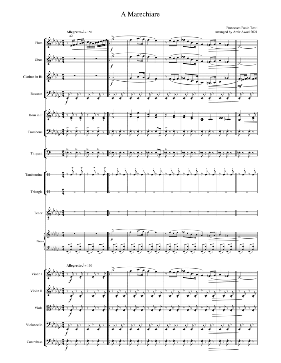 Marechiare - Neopolitan Song by Tosti - Arranged for Symphonic Orchestra and Tenor in Eb minor (arr. Amir Awad)