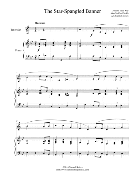The Star-Spangled Banner - for tenor sax and piano (arr. Samuel Stokes)