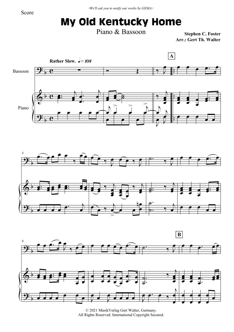 My Old Kentucky Home (arr. Gert Th. Walter)