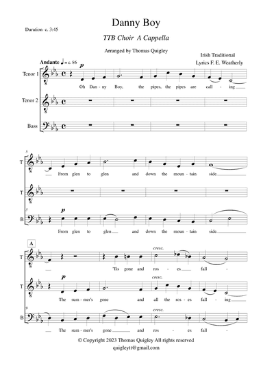 Danny Boy (TTB Choir A Cappella) (arr. Thomas Quigley)