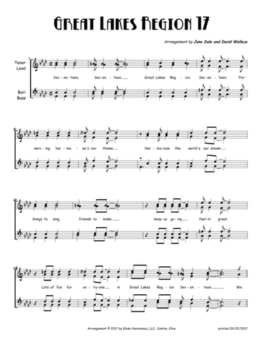 Great Lakes Region 17 song (arr. June Dale, David Wallace)
