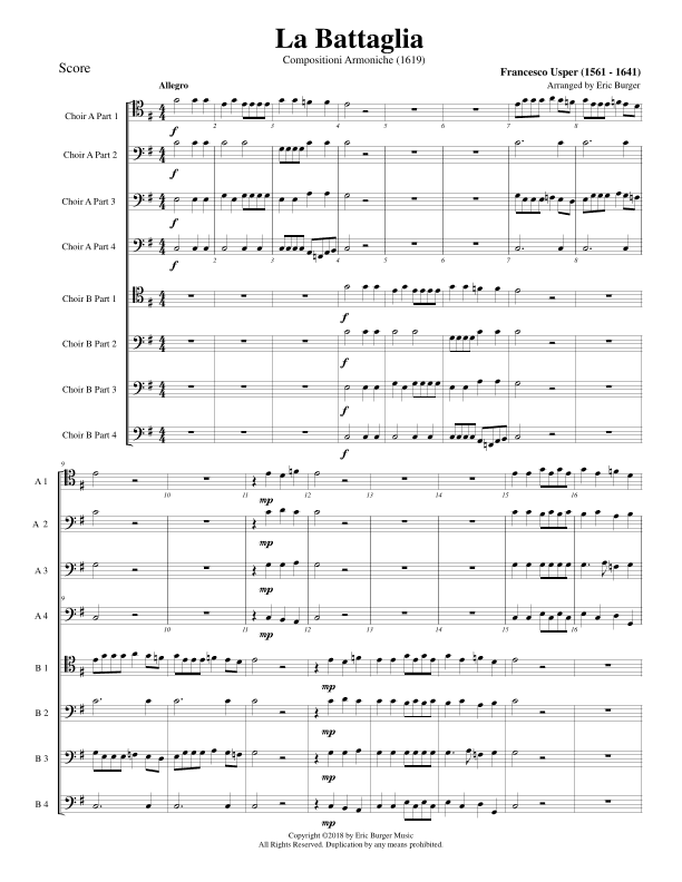 La Battaglia for Trombone or Low Brass Octet (arr. Eric Burger Music)