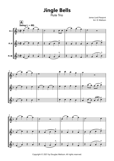 Jingle Bells for flute trio (arr. Douglas Wattson)