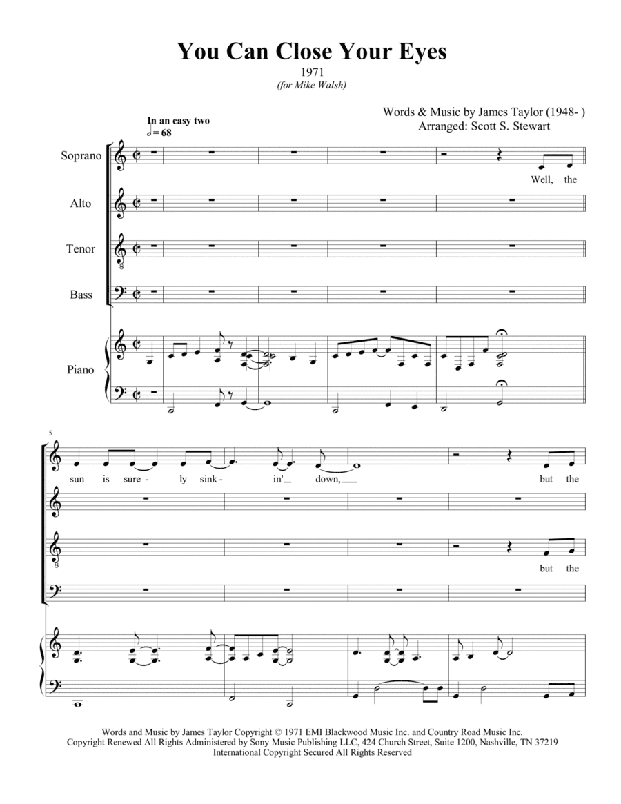 You Can Close Your Eyes (arr. Scott S. Stewart)