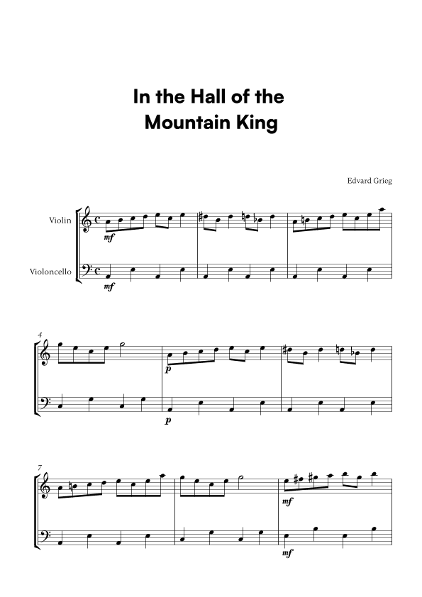 In the Hall of the Mountain King (for Violin and Cello) (arr. Cadenza Editions)