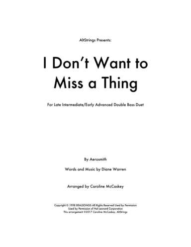 I Don't Want To Miss A Thing (arr. Caroline McCaskey)