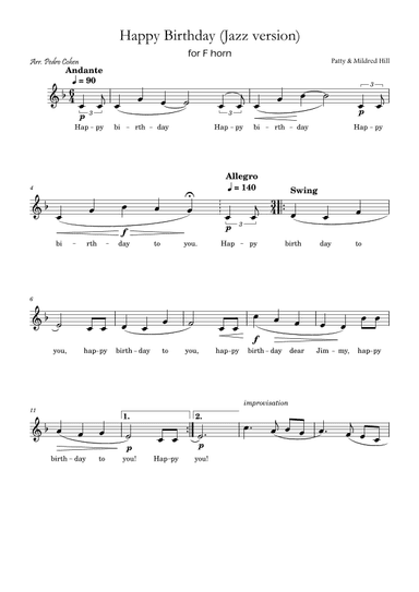 Happy Birthday (jazz version) (arr. Pedro Cohen)