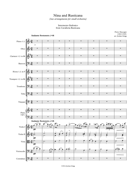Nina and Rusticana (two arrangements for small orchestra) (arr. Jordan Grigg)