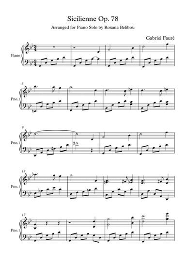 Sicilienne Op. 78 (short version) by Gabriel Fauré Piano (arr. Roxana Belibou)