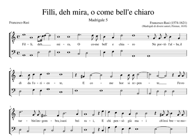 Filli deh mira (arr. Early Music Scores)