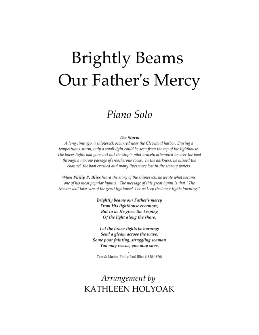 Brightly Beams Our Father's Mercy - Piano arrangement by KATHLEEN HOLYOAK (arr. Kathleen Holyoak)
