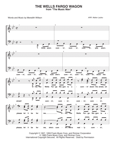 The Wells Fargo Wagon (arr. Walter Latzko)
