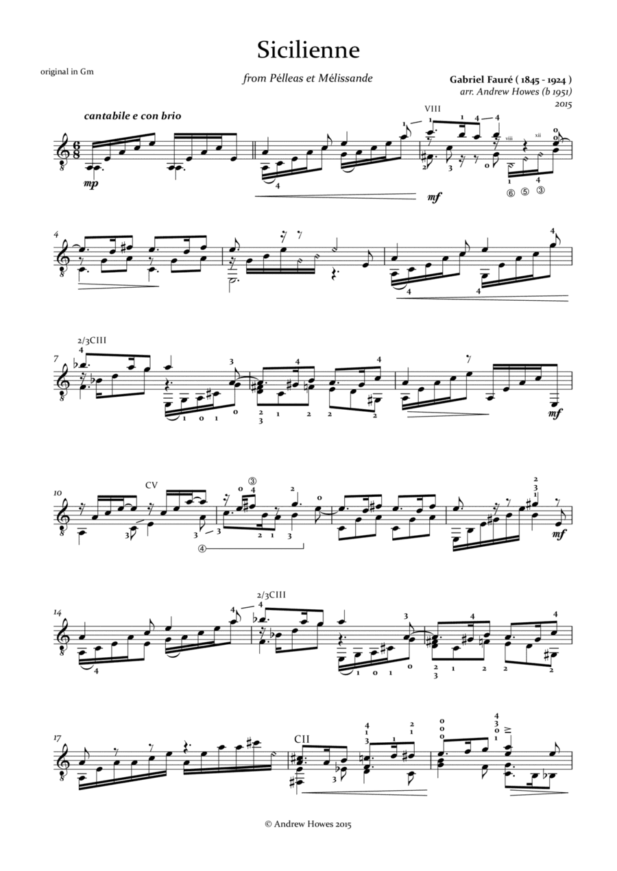 Fauré Sicilienne - Classical Guitar (arr. Andrew Howes)