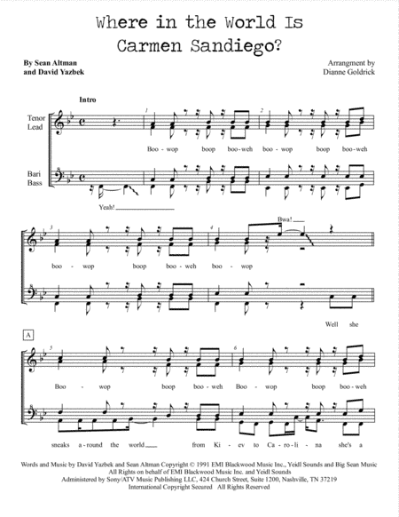 Where In The World Is Carmen Sandiego? (arr. Dianne Goldrick)