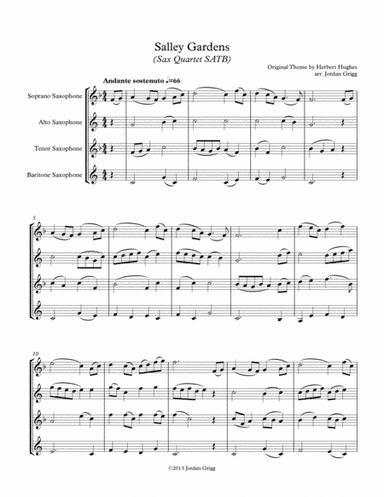Salley Gardens (Sax Quartet SATB) (arr. Jordan Grigg)