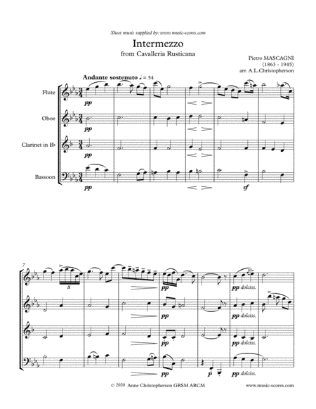 Intermezzo from Cavalleria Rusticana - Wind Quartet (arr. Music-Scores.com)