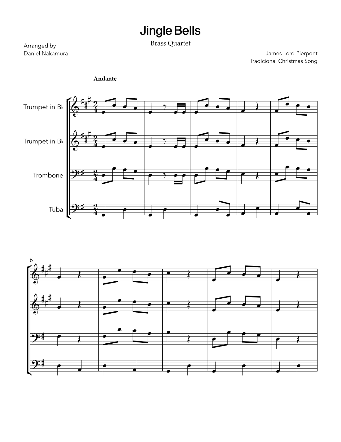 Jingle Bells (for brass quartet) (arr. Daniel Nakamura)