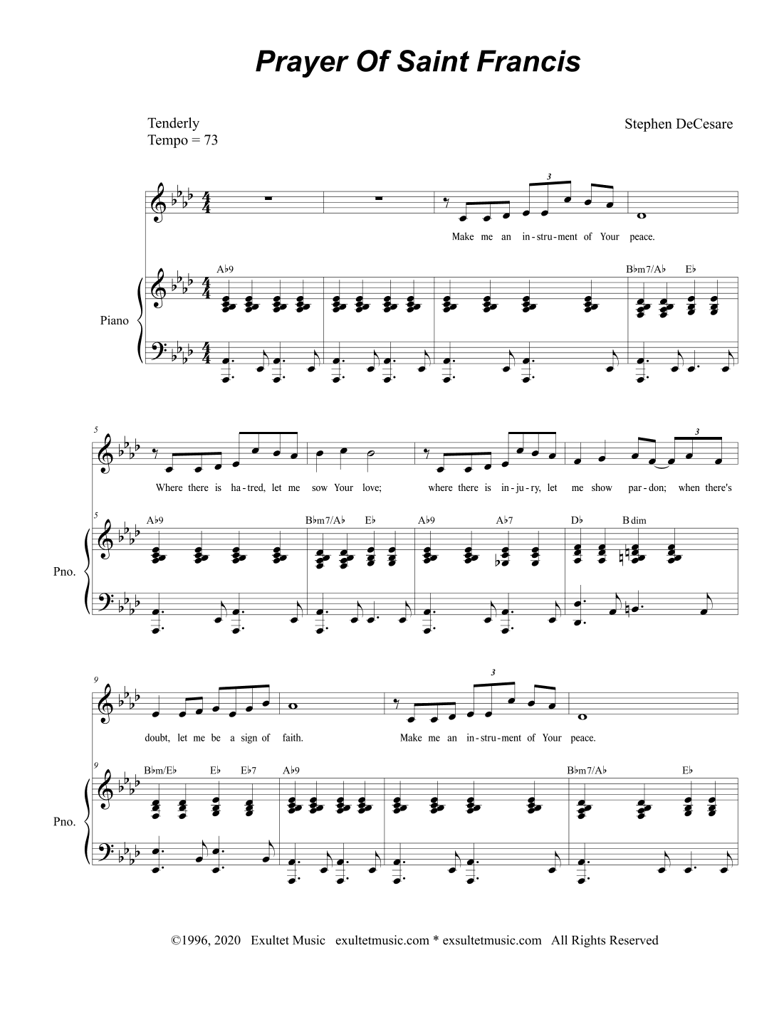 Prayer Of Saint Francis (Unison Choir)