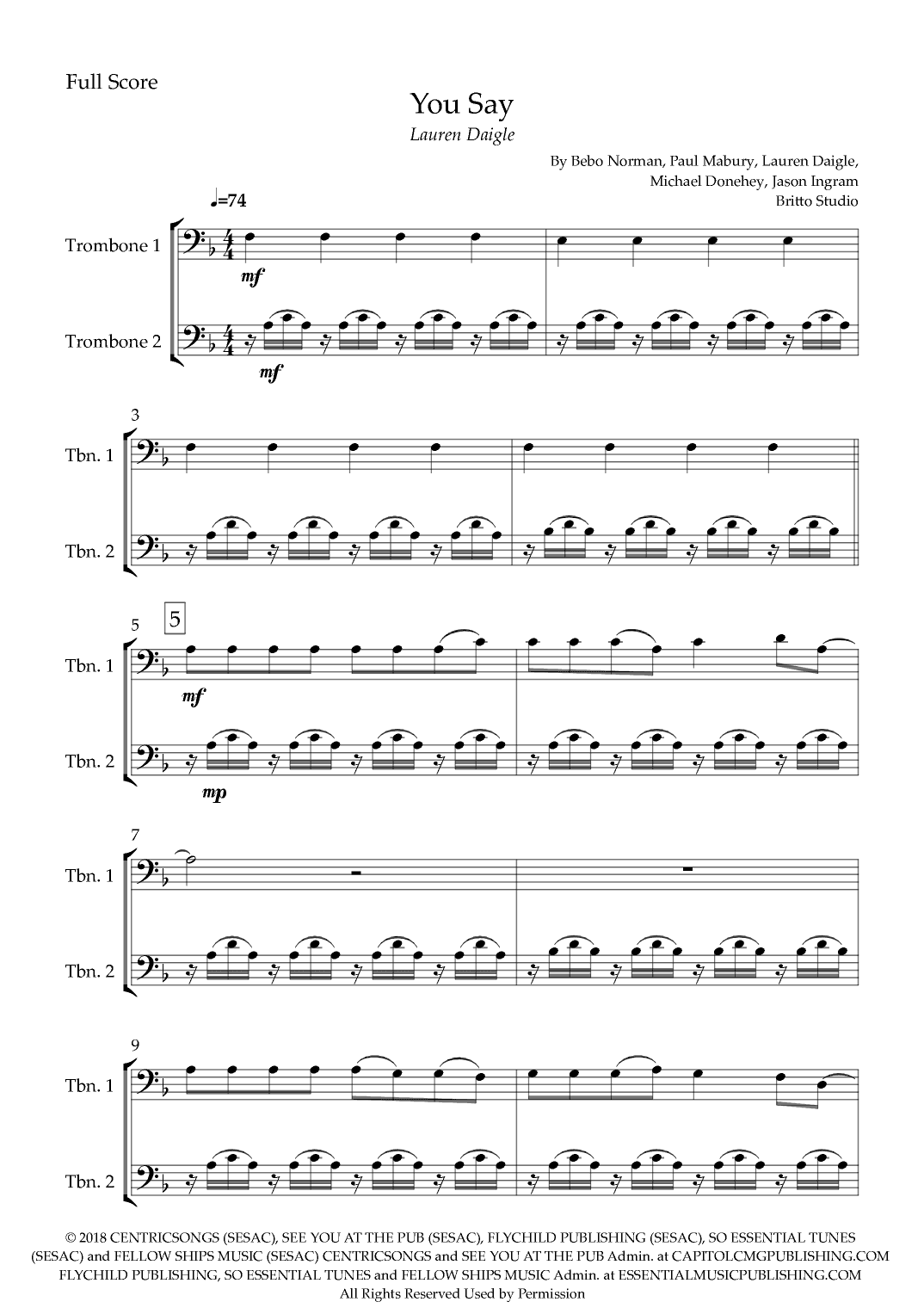 You Say (arr. Fabio Britto)