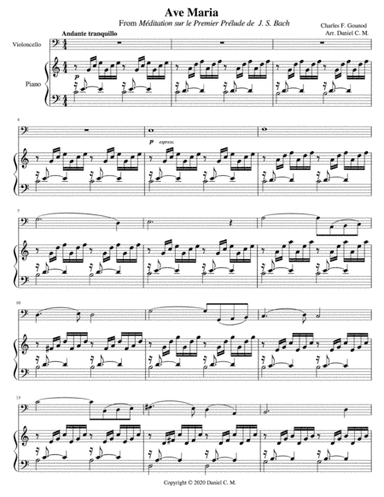 Ave Maria by Gounod (cello and piano) (arr. Daniel C. M.)