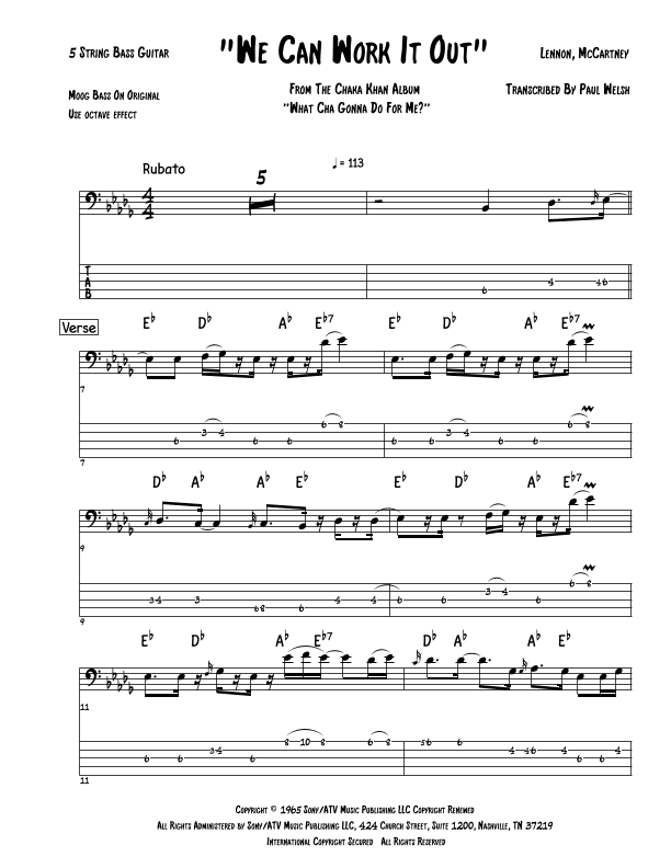 We Can Work It Out (arr. Accubass)