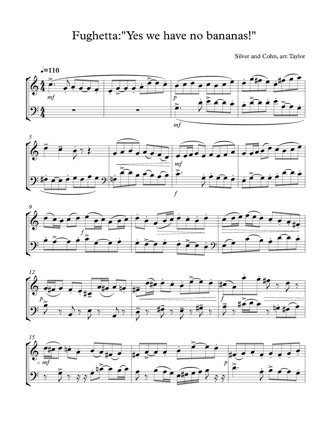 Banana (Yes we have no...)  Fughana for trumpet and trombone (arr. Paul Taylor (fugue writer))