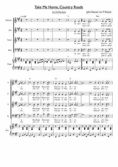 Take Me Home, Country Roads (arr. Tom Potten)