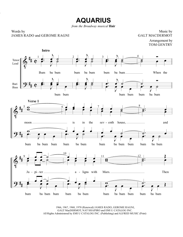 Aquarius (arr. Tom Gentry)