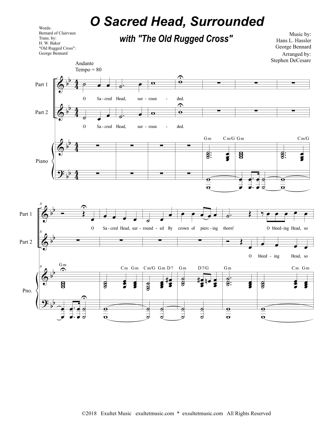 O Sacred Head, Surrounded (with "The Old Rugged Cross") (2-part choir) (arr. Stephen DeCesare)