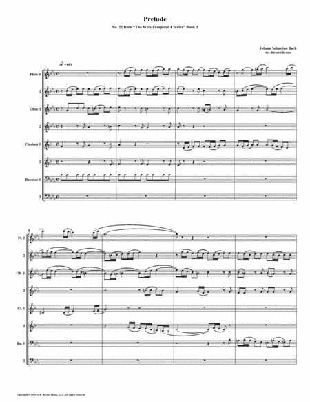 Prelude 22 from Well-Tempered Clavier, Book 1 (Woodwind Octet) (arr. Richard Byrnes)