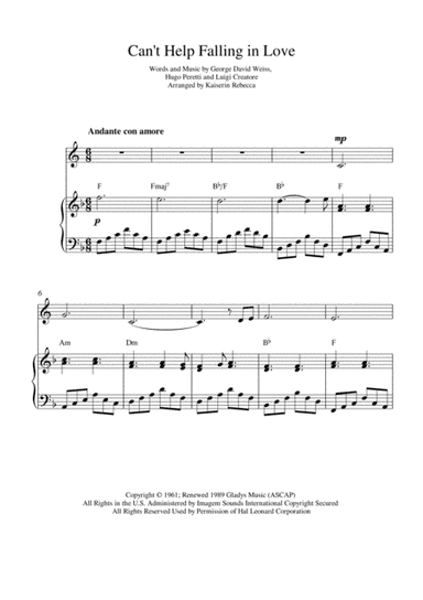 Can't Help Falling In Love (arr. Kaiserin Rebecca)
