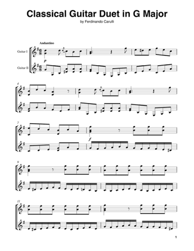 Classical Guitar Duet in G Major (arr. Ferdinando Carulli)