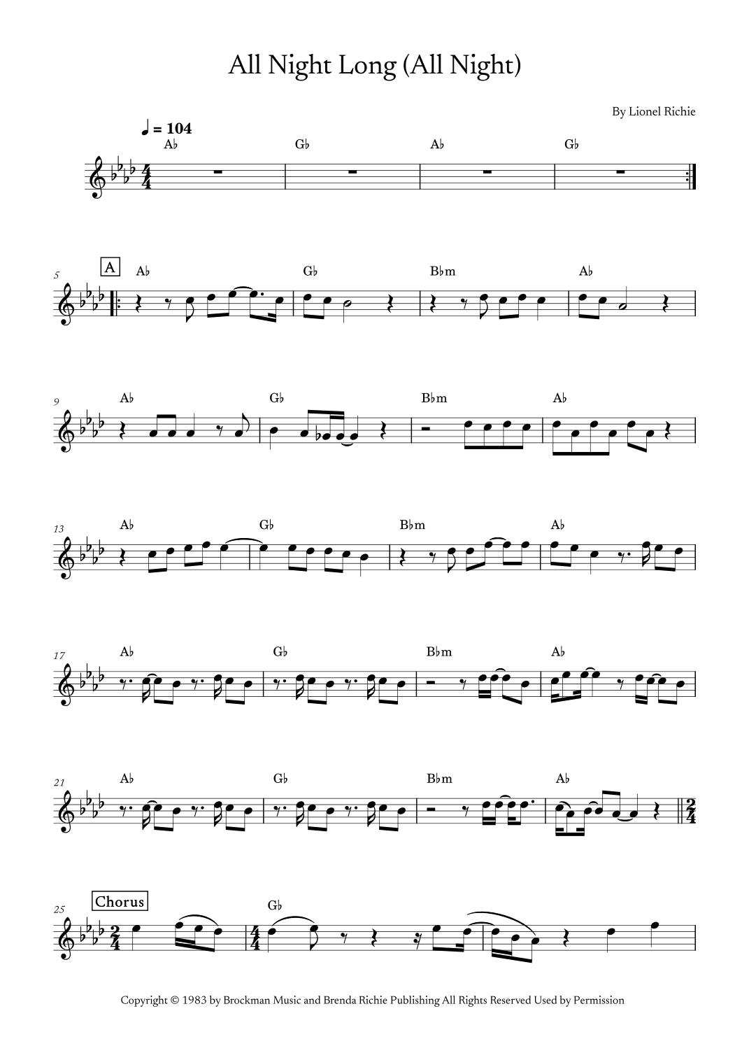 All Night Long (all Night) (arr. Zedas Couve)