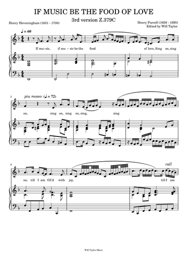 IF MUSIC BE THE FOOD OF LOVE (Third version) (arr. Will Taylor)
