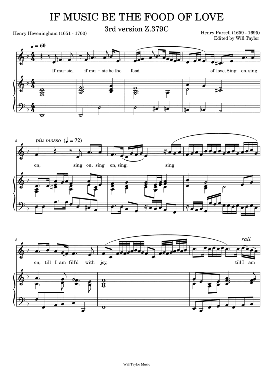 IF MUSIC BE THE FOOD OF LOVE (Third version) (arr. Will Taylor)