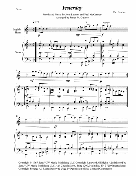 Yesterday (arr. James M. Guthrie)