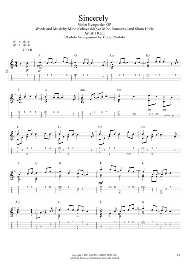 Sincerely (arr. Cody Ukulele)