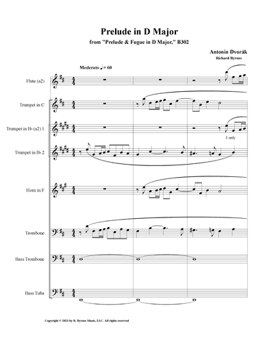 Dvorák, Prelude in D Major (Brass Octet + 2 Flutes) (arr. Richard Byrnes)