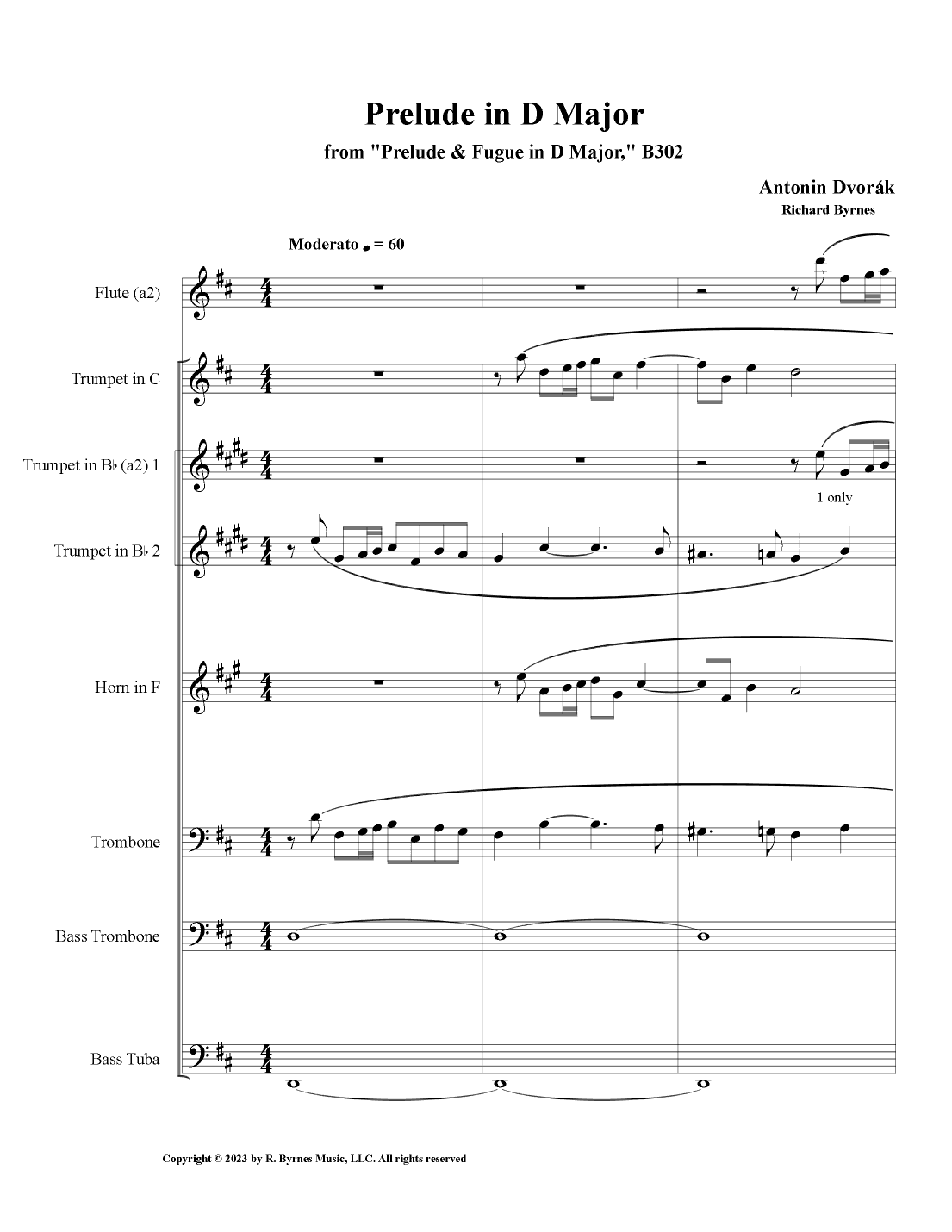 Dvorák, Prelude in D Major (Brass Octet + 2 Flutes) (arr. Richard Byrnes)